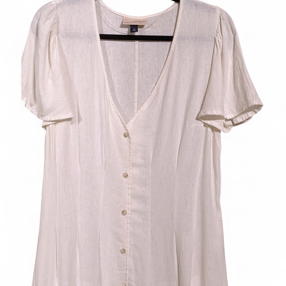🤍NWOT Universal Thread White Linen-Blend Button-Front Mini Dress Size Medium 🤍 - Picture 4 of 8